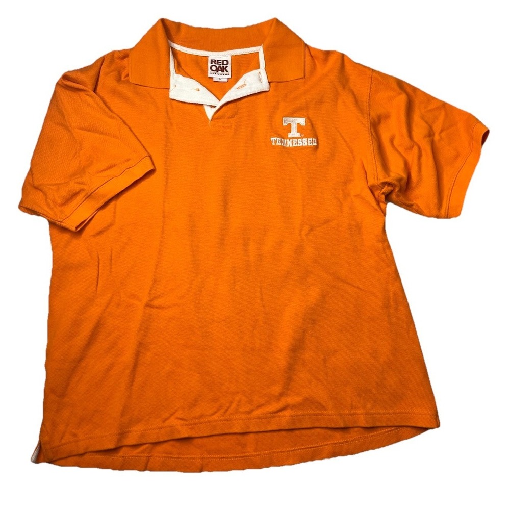 Vtg Tennessee Vols Orange Polo‎ Shirt Size Large Red Oak TN Volunteers